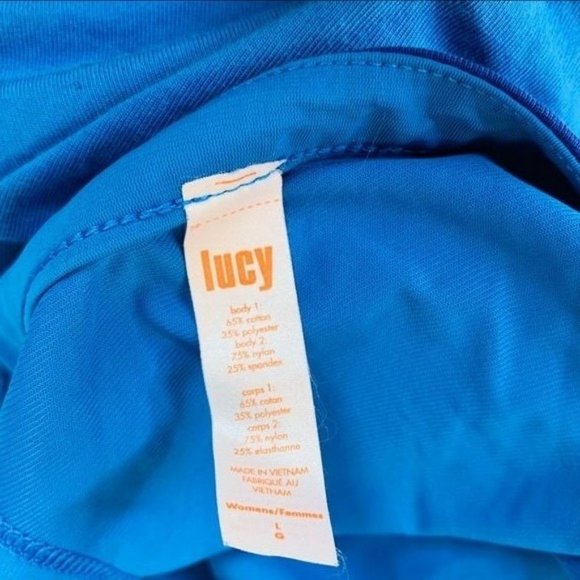 Lucy Layered Yoga Top size L Layered Flowy Color Block Blue Shirt - Picture 3 of 3